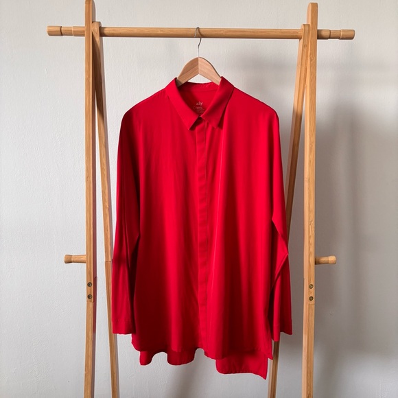 ADAY Tops - ADAY Something Cool Red Button Down Blouse